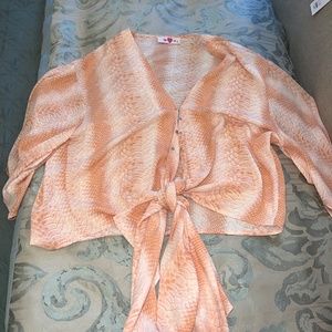 Buddy Love Orange Snakeskin Tie Top| Orange Top | Snakeskin Top